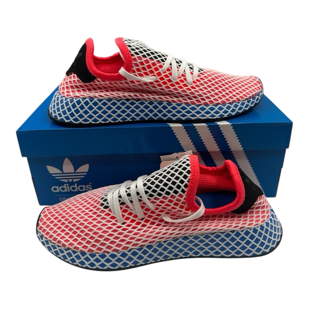 Adidas Originals Deerupt Runner Shoes YOUTH Kids Sz 6.5 Red/Blue Sneakers DA9610